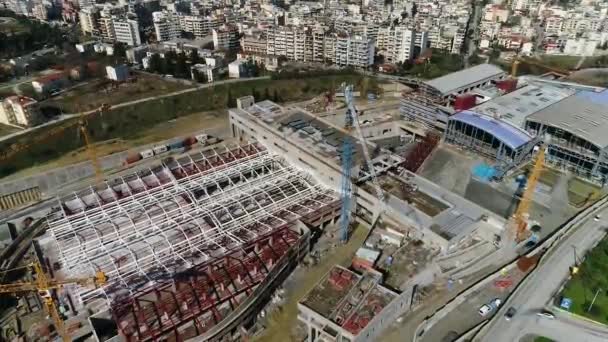 Thessaloniki Grécia Fevereiro 2018 Voo Aéreo Sobre Obras Construção Ferrovia — Vídeo de Stock