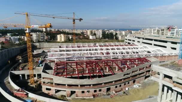 Thessaloniki Griekenland Februari 2018 Antenne Vliegen Bouwwerkzaamheden Van Ondergrondse Spoorweg — Stockvideo