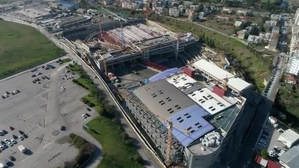 テッサロニキ ギリシャ 2018 アンテナ工事地下の鉄道の上を飛んでテッサロニキに建てられた製造されたが — ストック動画