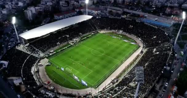 Tesalónica Grecia Abril 2019 Hollín Aéreo Del Estadio Toumba Lleno — Vídeo de stock