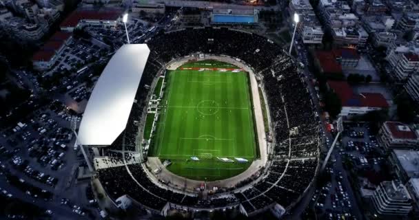 Tesalónica Grecia Abril 2019 Hollín Aéreo Del Estadio Toumba Lleno — Vídeo de stock