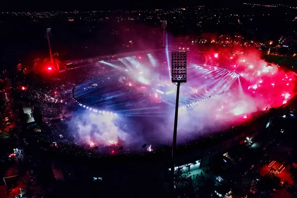 Luftaufnahme des Toumba-Stadions voller Fans von Paok Celebrat — Stockfoto