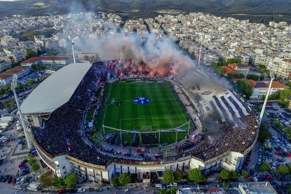 Sesión aérea del Estadio Toumba llena de fans de PAOK celebrat —  Fotos de Stock