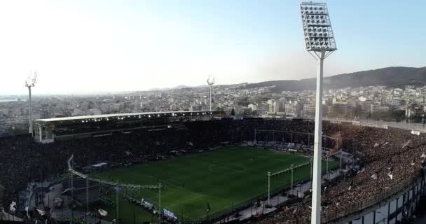 Salonicco Grecia Aprile 2019 Ripresa Aerea Dello Stadio Toumba Piena — Video Stock