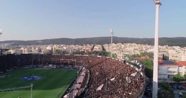 Θεσσαλονίκη Ελλάδα Απριλίου 2019 Εναέρια Γυρίσματα Του Σταδίου Τούμπα Γεμάτο — Αρχείο Βίντεο