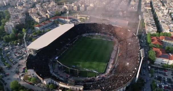 Thessaloniki Greece April 2019 Aerial Shoot Toumba Stadium Full Fans — Stock Video