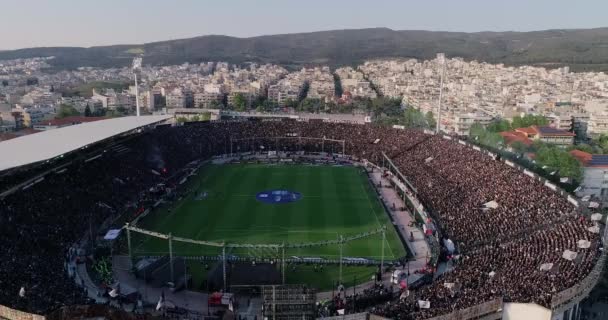 Saloniki Grecja Kwietnia 2019 Lotnicze Strzelać Toumba Stadium Pełen Fanów — Wideo stockowe