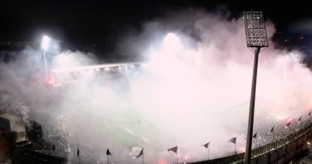 Thessaloniki Grekland April 2019 Flygfotografering Toumba Stadium Full Fans Paok — Stockvideo