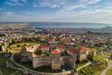 Selanik şehrindeki eski Bizans Kalesi'nin havadan görünümü