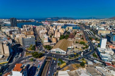 Pire ve d ünlü liman havadan drone panoramik fotoğraf