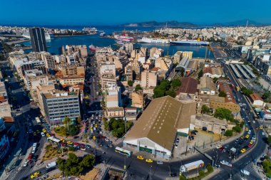 Pire ve d ünlü liman havadan drone panoramik fotoğraf