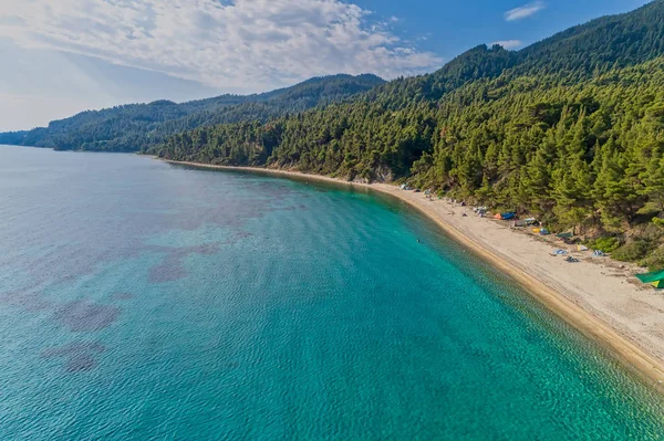 Vue de la plage de Fava à Chalcidique, Grèce. Photographie aérienne . — Photo