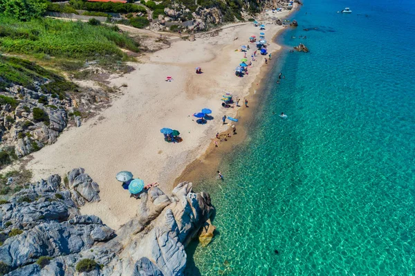 Vista de la playa de Fava en Chalkidiki, Grecia. Fotografía aérea . — Foto de Stock