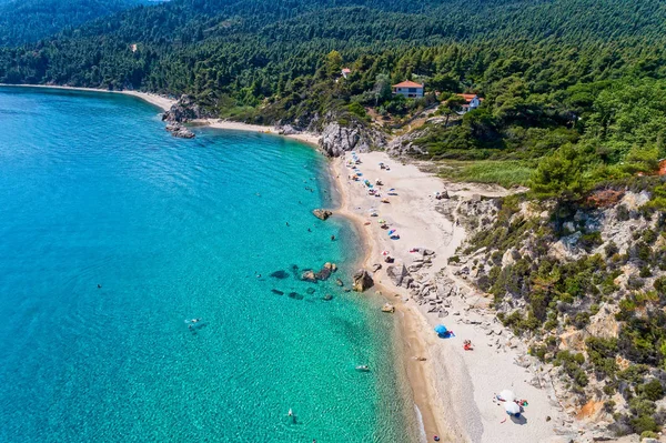 Chalkidiki, Yunanistan'daki Fava Plajı'nın en iyi manzarası. Hava Fotoğrafçılığı — Stok fotoğraf