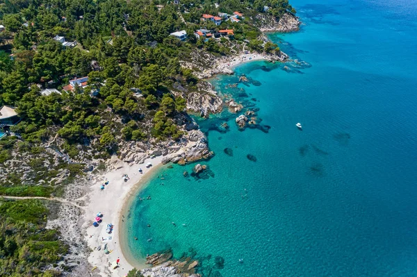 Vista de la playa de Fava en Chalkidiki, Grecia. Fotografía aérea . —  Fotos de Stock