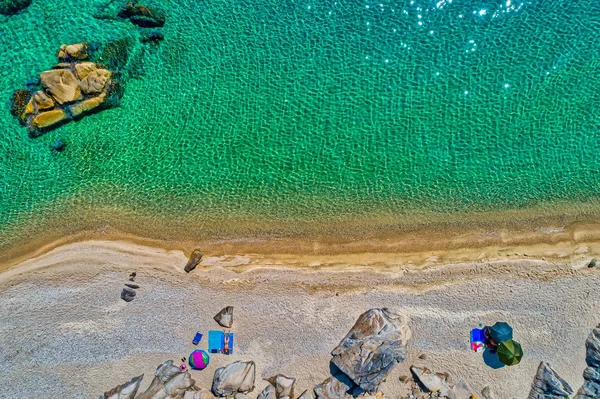 Chalkidiki, Yunanistan'daki Fava Plajı'nın en iyi manzarası. Hava Fotoğrafçılığı — Stok fotoğraf