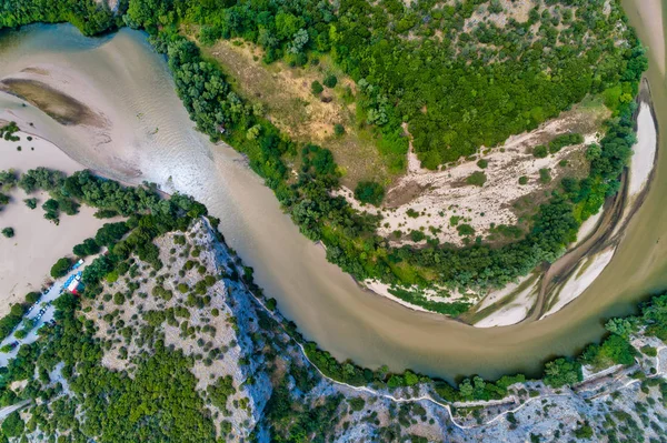 Aerial view of the river Nestos in Xanthi, Greece. — Stock Photo, Image