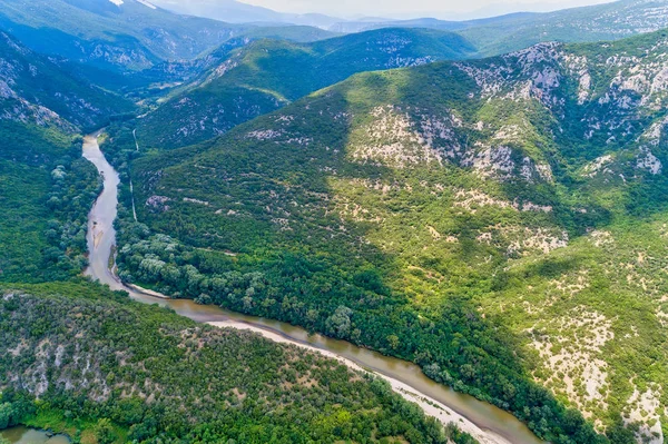 Aerial view of the river Nestos in Xanthi, Greece. — Stock Photo, Image