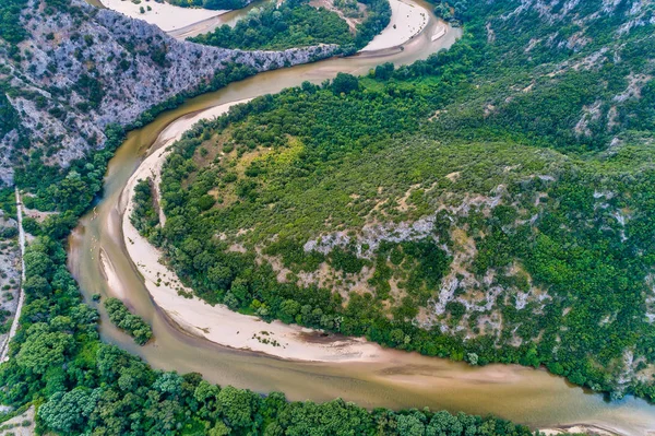 Vista aérea del río Nestos en Xanthi, Grecia . — Foto de Stock