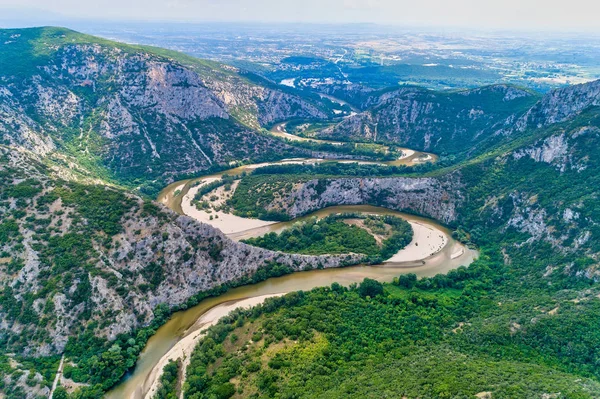 Vista aérea do rio Nestos em Xanthi, Grécia . — Fotografia de Stock