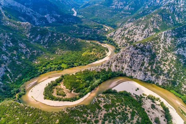 Vista aérea do rio Nestos em Xanthi, Grécia . — Fotografia de Stock