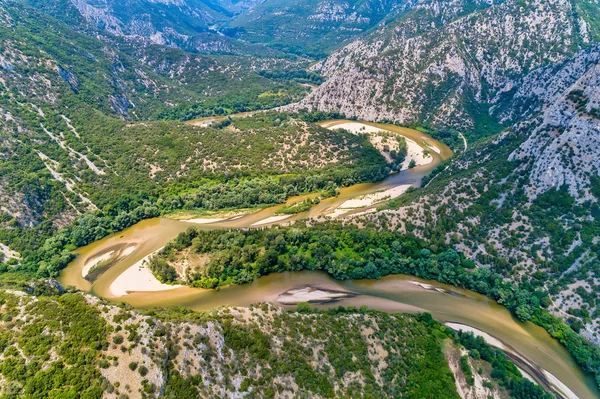 Vista aérea do rio Nestos em Xanthi, Grécia . — Fotografia de Stock