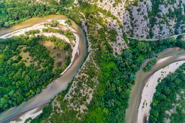 Aerial view of the river Nestos in Xanthi, Greece. — Stock Photo, Image