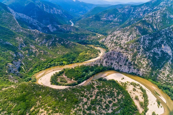 Vista aérea do rio Nestos em Xanthi, Grécia . — Fotografia de Stock