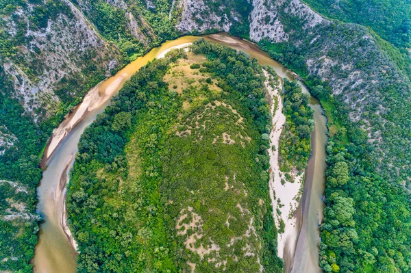 Aerial view of the river Nestos in Xanthi, Greece. — Stock Photo, Image