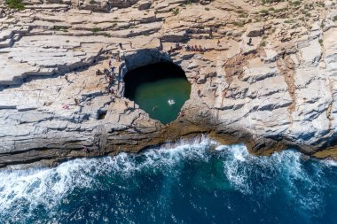 Giola doğal havuzu Thassos Island, Yunanistan