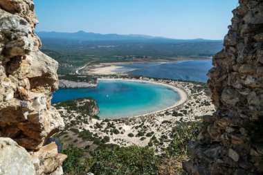 Voidokilia Beach, en iyi plaj panoramik havadan görünümü