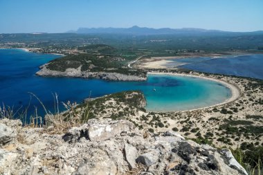 Voidokilia Beach, en iyi plaj panoramik havadan görünümü