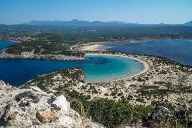 Voidokilia Beach, en iyi plaj panoramik havadan görünümü