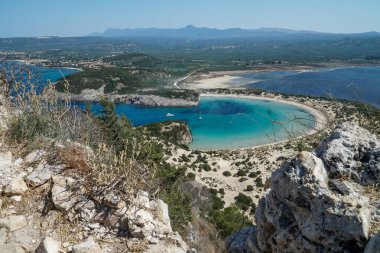 Voidokilia Beach, en iyi plaj panoramik havadan görünümü