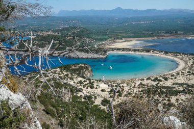 Voidokilia Beach, en iyi plaj panoramik havadan görünümü