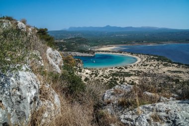 Voidokilia Beach, en iyi plaj panoramik havadan görünümü