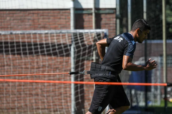 Close up of PAOK players and football training equipment during — ストック写真