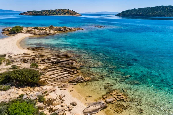 Veduta Aerea Della Spiaggia Lagonisi Sulla Penisola Sithonia Nella Calcidica — Foto Stock