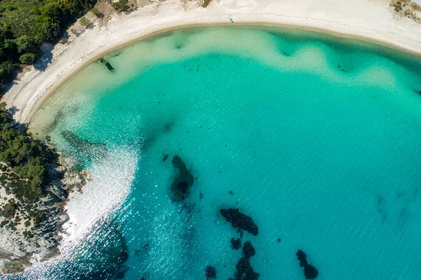 Vista Aérea Playa Armenistis Península Sithonia Chalkidiki Grecia — Foto de Stock