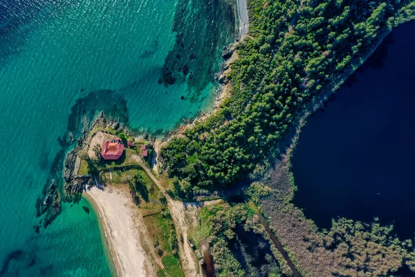 Luftaufnahme Der Halbinsel Sithonia Auf Der Halbinsel Chalkidiki Griechenland — Stockfoto