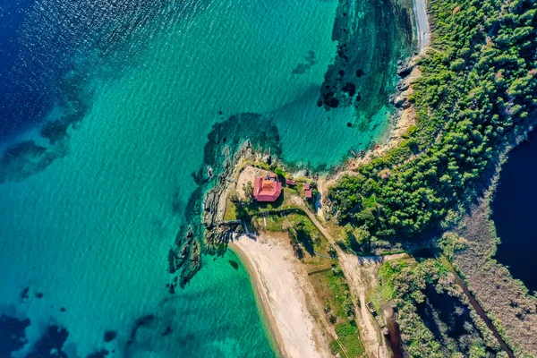 Yunanistan Chalkidiki Kentindeki Sithonia Yarımadasının Hava Manzarası — Stok fotoğraf