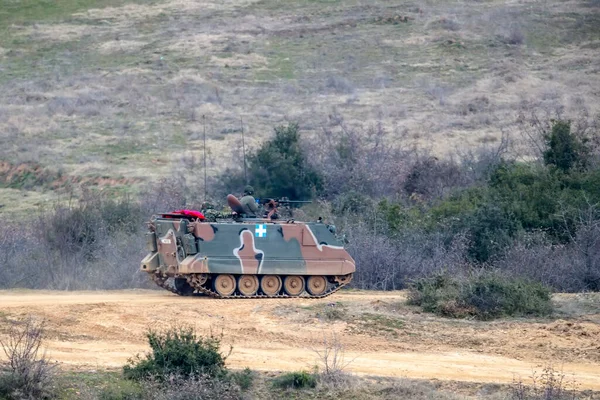 Askos Yunanistan Şubat 2020 Askeri Personel Taşıma Araçları Yunan Amerikan — Stok fotoğraf