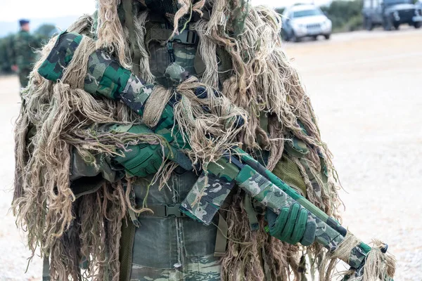 Askos Grécia Fevereiro 2020 Comando Militar Com Camuflagem Participa Exercício — Fotografia de Stock