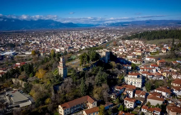 Luftaufnahme Von Trikala Eine Stadt Nordwesten Von Thessalien Griechenland Und — Stockfoto