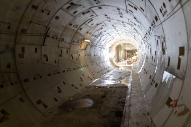Selanik, Yunanistan - 23 Mayıs 2020: Selanik şehir merkezinde metro inşaatı