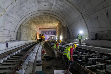 Selanik, Yunanistan - 23 Mayıs 2020: Selanik şehir merkezinde metro inşaatı