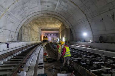 Selanik, Yunanistan - 23 Mayıs 2020: Selanik şehir merkezinde metro inşaatı