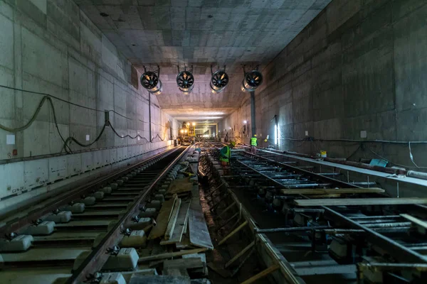 Салоніки Греція Травня 2020 Будівництво Метрополітену Центрі Міста Салоніках — стокове фото