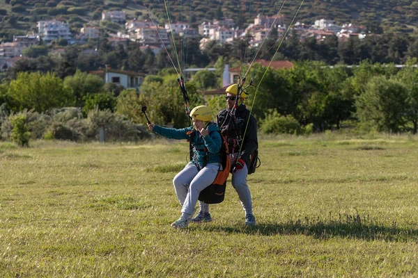 Drama Grecia Mayo 2020 Parapente Popular Zona Paracaidismo Lado Korylovos — Foto de Stock