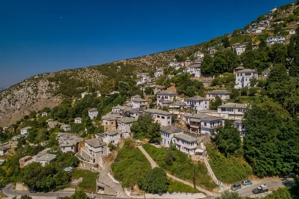 Vista Aérea Makrinitsa Pueblo Griego Tradicional Montaña Pelion Centro Grecia — Foto de Stock